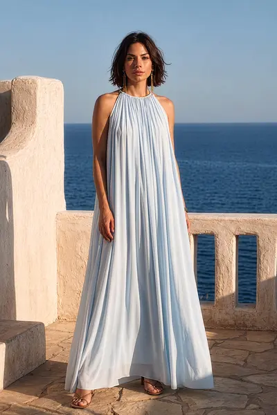 Vestido Festa Franzidos Chiffon