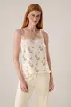 Blusa Alças Estampa Detalhes Renda