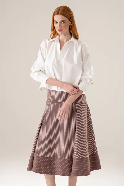 Blusa Mangas Longas Pregas Barra
