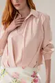 Blusa Mangas Longas Pregas Barra