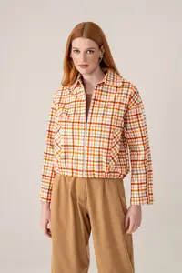 Jaqueta Xadrez Com Bolsos