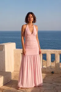 Vestido Frente Única Franzidos Malha