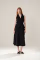 Vestido Transpasse Decote Babado Cintura