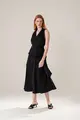Vestido Transpasse Decote Babado Cintura