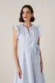 Vestido Detalhe Entremeios Cinto Flor
