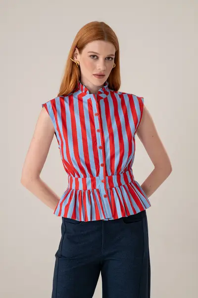 Blusa Listras Acinturada Franzidos