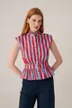 Blusa Listras Acinturada Franzidos