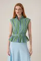 Blusa Listras Acinturada Franzidos