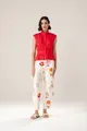 Calça Floral Com Bolsos