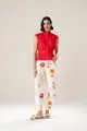 Calça Floral Com Bolsos