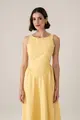 Vestido Recorte Cintura Franzidos Amarração Costas