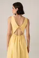 Vestido Recorte Cintura Franzidos Amarração Costas